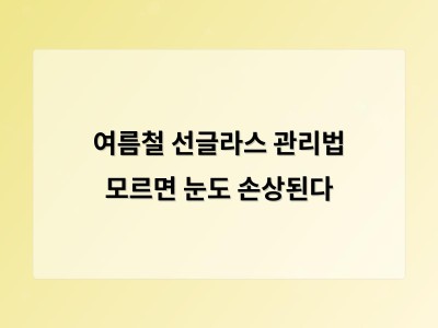 여름철 자외선은 눈에도 위험하다 선글라스 관리법이 중요해