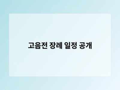고음전 장례 일정 공개