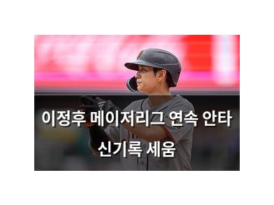 이정후 메이저리그 연속 안타 신기록 세움