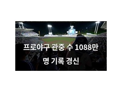 프로야구 관중 수 1088만 명 기록 경신