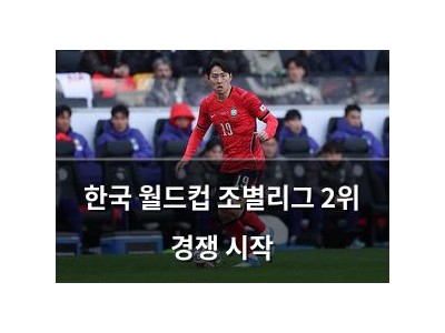한국 월드컵 조별리그 2위 경쟁 시작