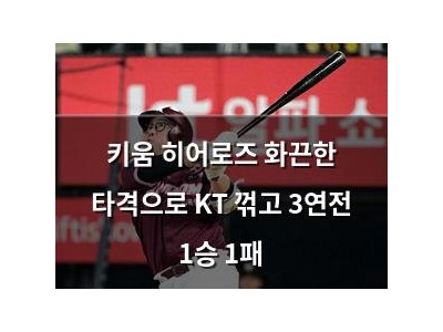 키움 히어로즈 화끈한 타격으로 KT 꺾고 3연전 1승 1패